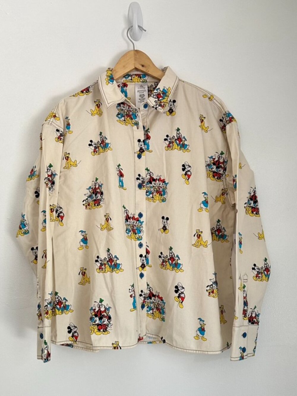 Disney Parks Mickey & Friends Print Long Sleeve Button Up Shirt Shacket NEW - Picture 3 of 8